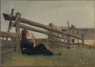 June. Girl Blowing Dandelion Seeds, 1899 by Laurits Andersen Ring